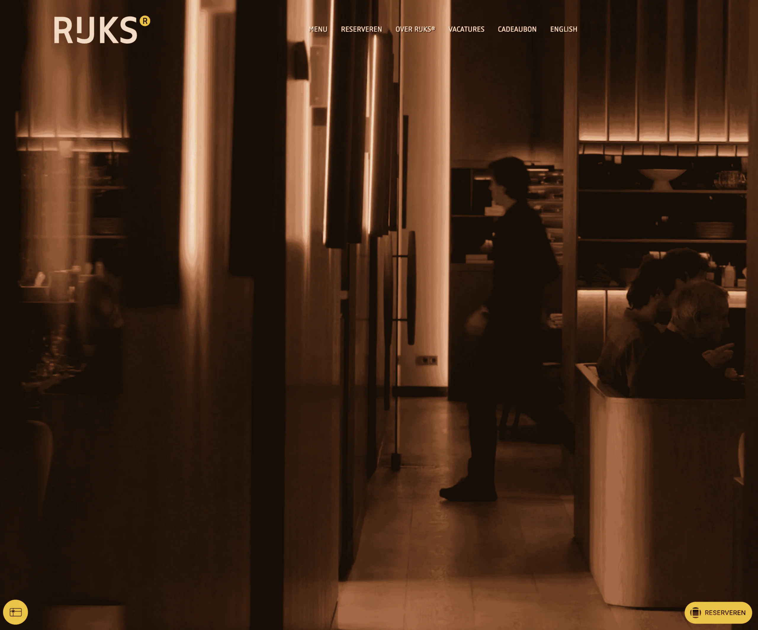 Web restaurace RIJKS s rezervačním tlačítkem